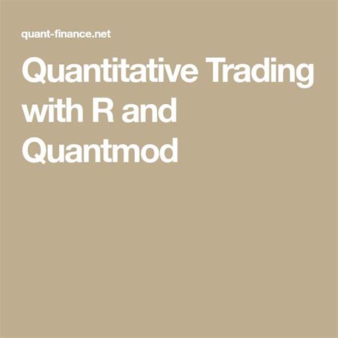 r quantmod|quantitative trading with r pdf.